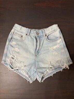 Zara Girl - Light Blue Distressed Denim Shorts with elastic waistband